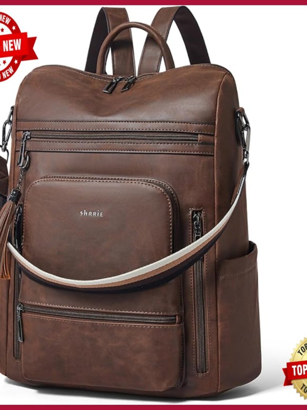 15.6 Inch Vegan Leather Laptop Backpack for Women Travel Work College